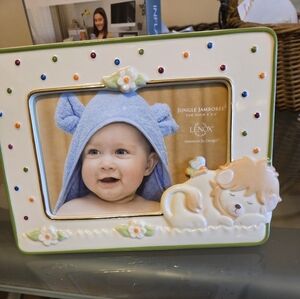 Lenox Jungle Jamboree Ceramic Baby Frame with Multicolored Dot Accents NEW 4"×6"